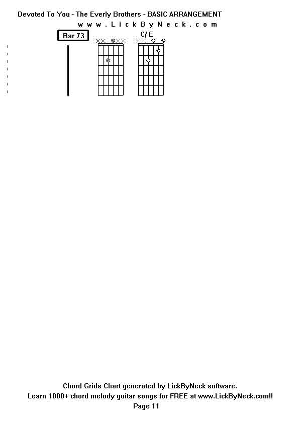 Chord Grids Chart of chord melody fingerstyle guitar song-Devoted To You - The Everly Brothers - BASIC ARRANGEMENT,generated by LickByNeck software.